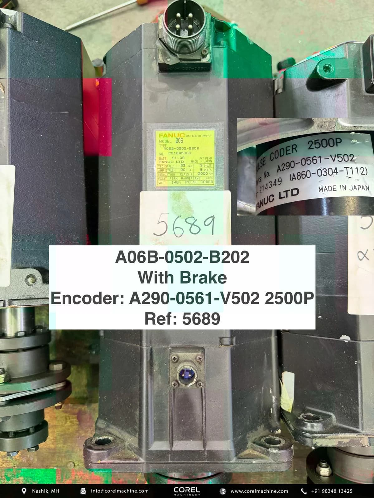 Used A06B-0502-B202 AC SERVO MOTOR (w Brake) — Motors