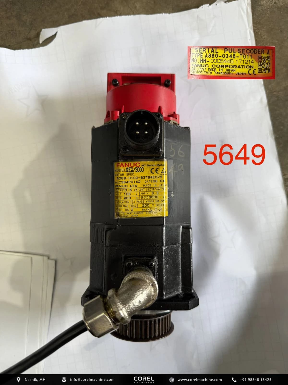 Used FANUC A06B-0102-B378#E075 AC SERVO MOTOR — Motors