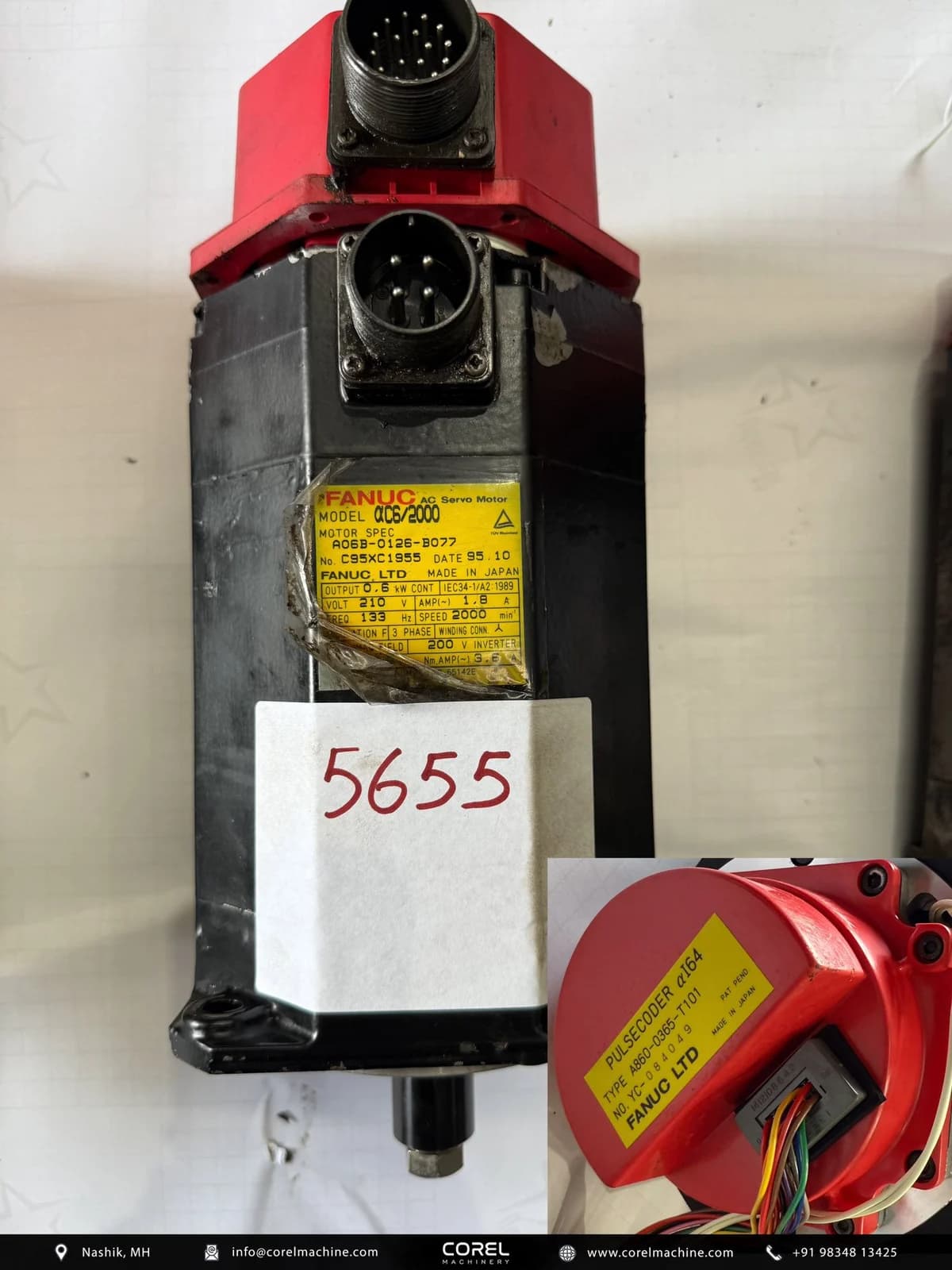 Used FANUC A06B-0126-B077 AC SERVO MOTOR — Motors