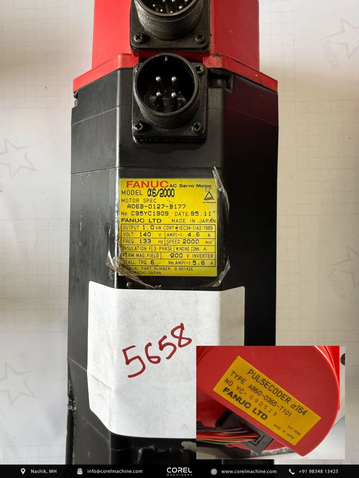 Used FANUC A06B-0127-B177 AC SERVO MOTOR — Motors