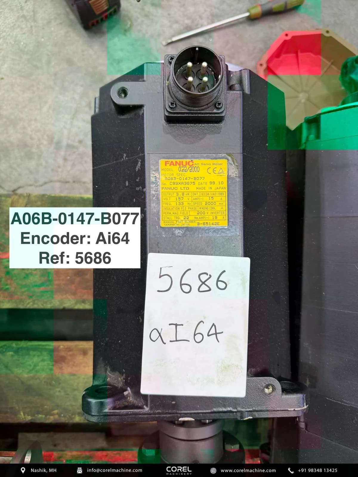 Used FANUC A06B-0147-B077 AC SERVO MOTOR — Motors