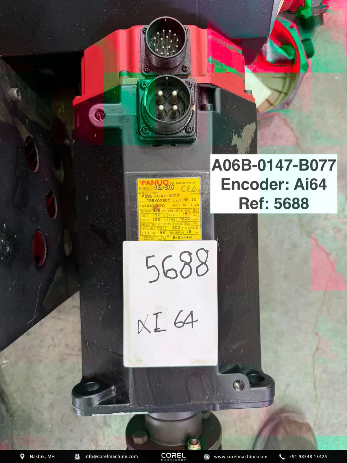 Used FANUC A06B-0147-B077 AC SERVO MOTOR — Motors