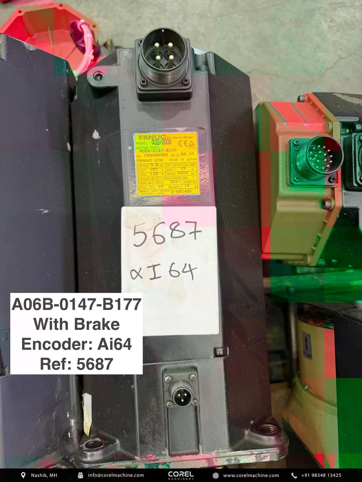 Used FANUC A06B-0147-B177 AC SERVO MOTOR (w Brake) — Motors