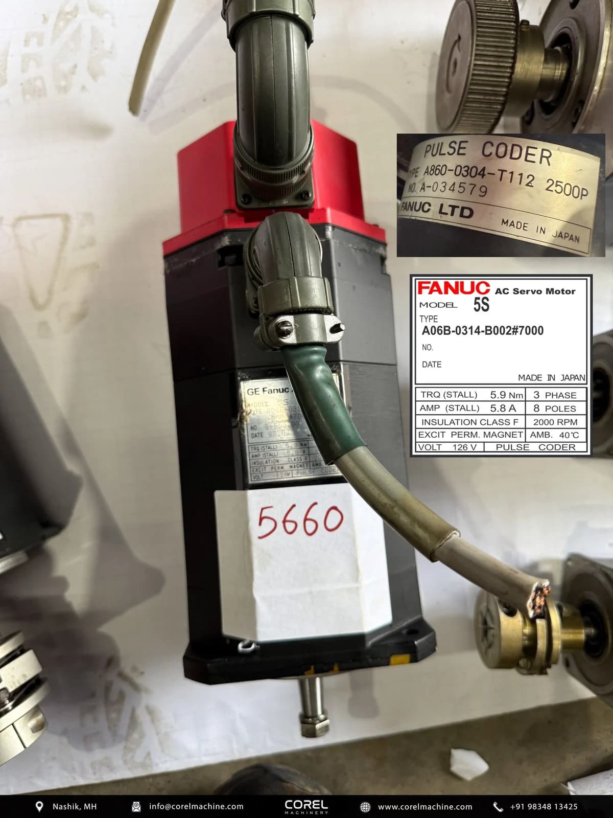 Used FANUC A06B-0314-B002#7000 AC SERVO MOTOR — Motors