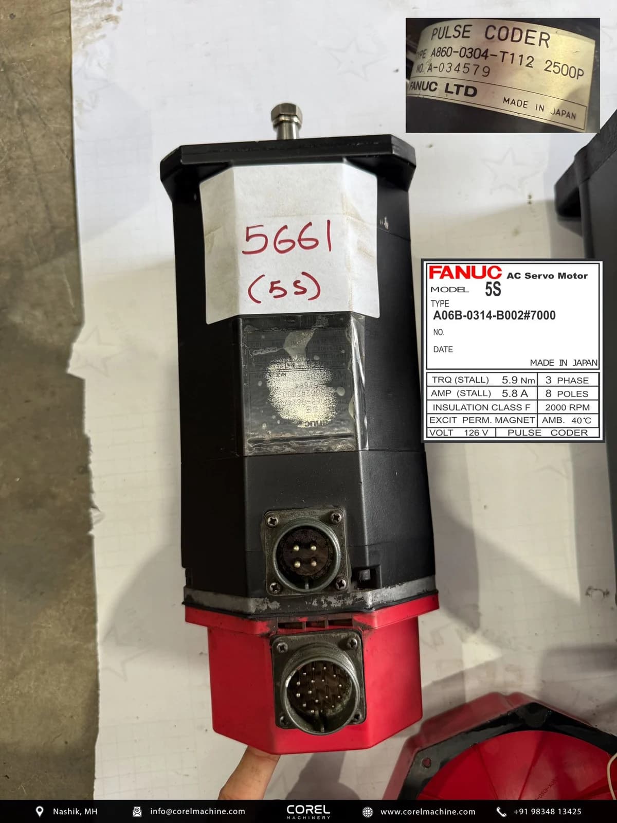 Used FANUC A06B-0314-B002#7000 AC SERVO MOTOR — Motors
