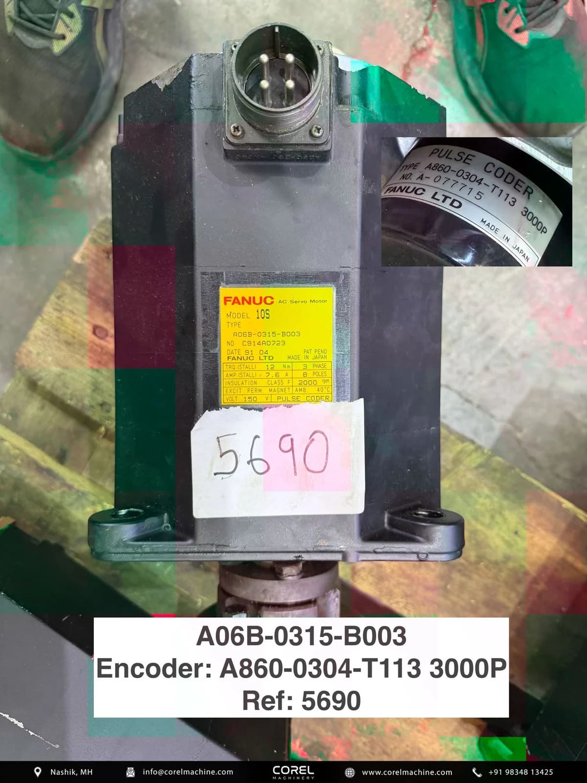Used FANUC A06B-0315-B003 AC SERVO MOTOR — Motors