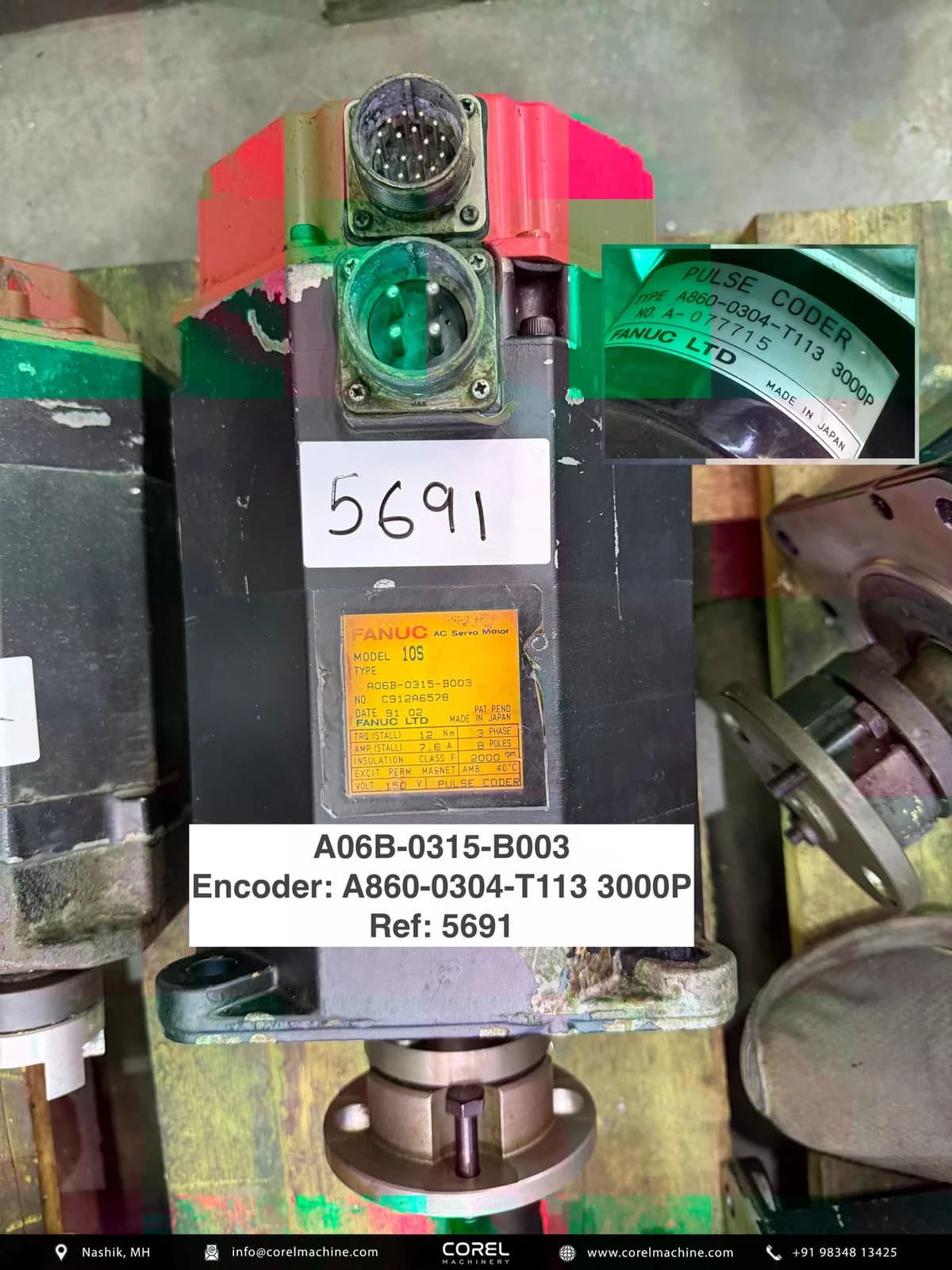Used FANUC A06B-0315-B003 AC SERVO MOTOR — Motors