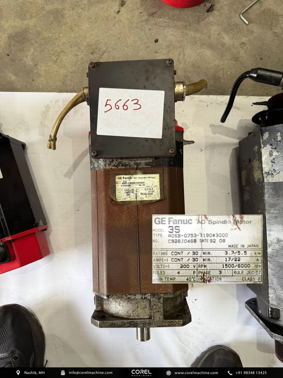 Used FANUC A06B-0753-B190#3000 AC SERVO MOTOR — Motors