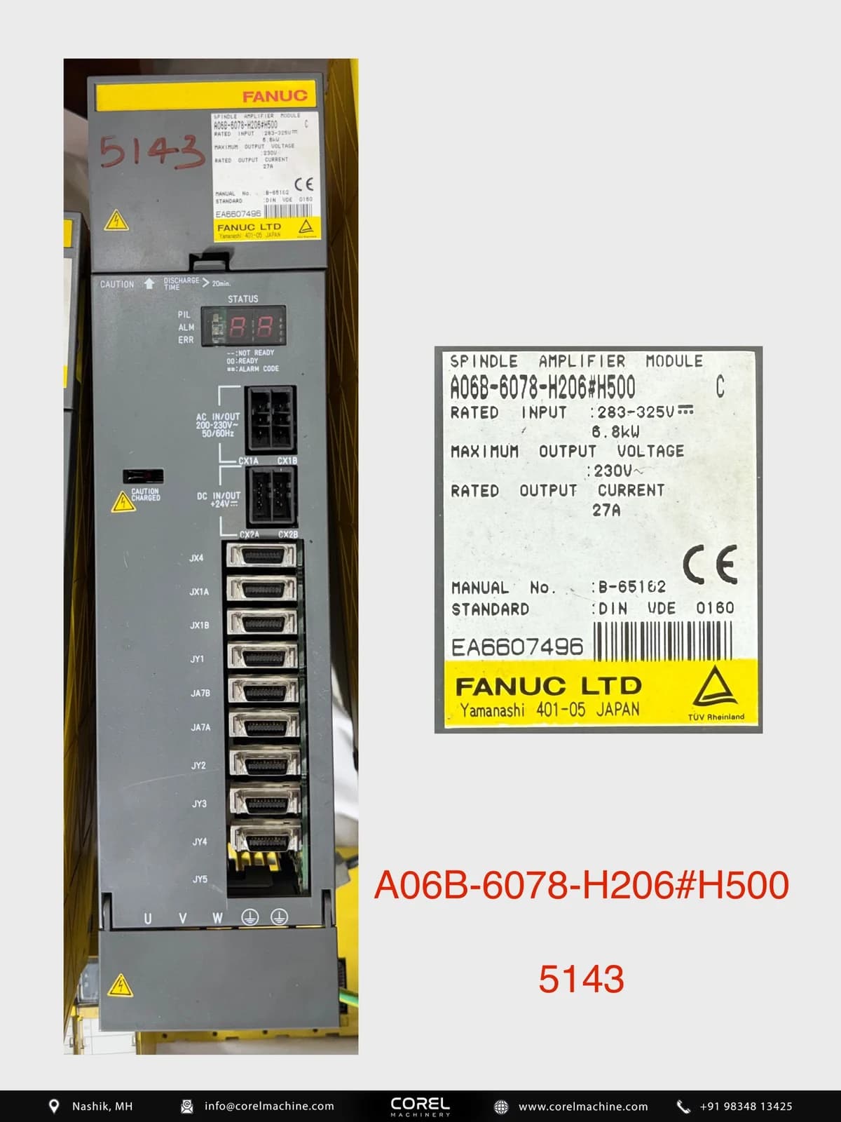 Used FANUC A06B-6078-H206#H500 — Spares