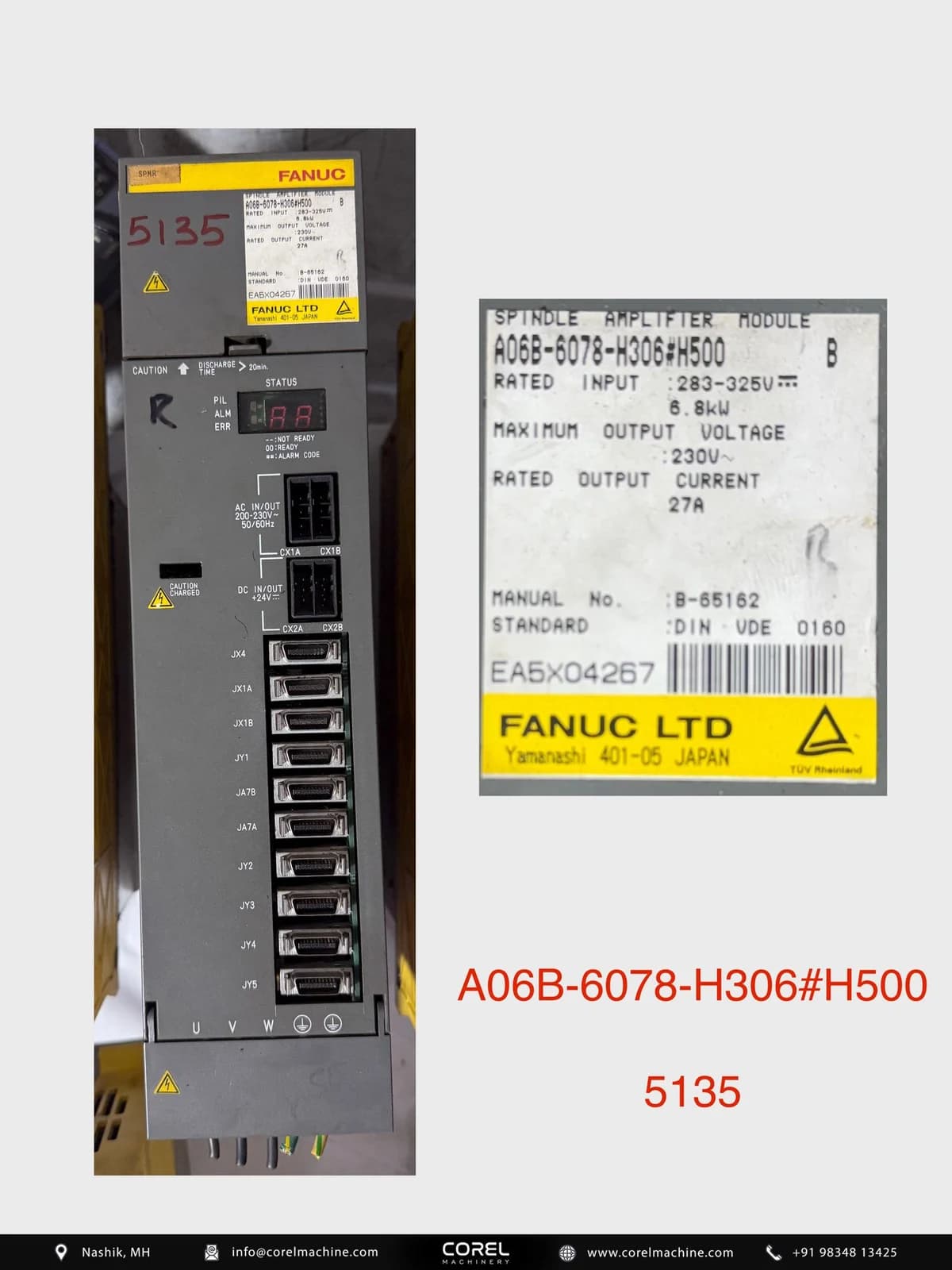 Used FANUC A06B-6078-H306#H500 — Spares