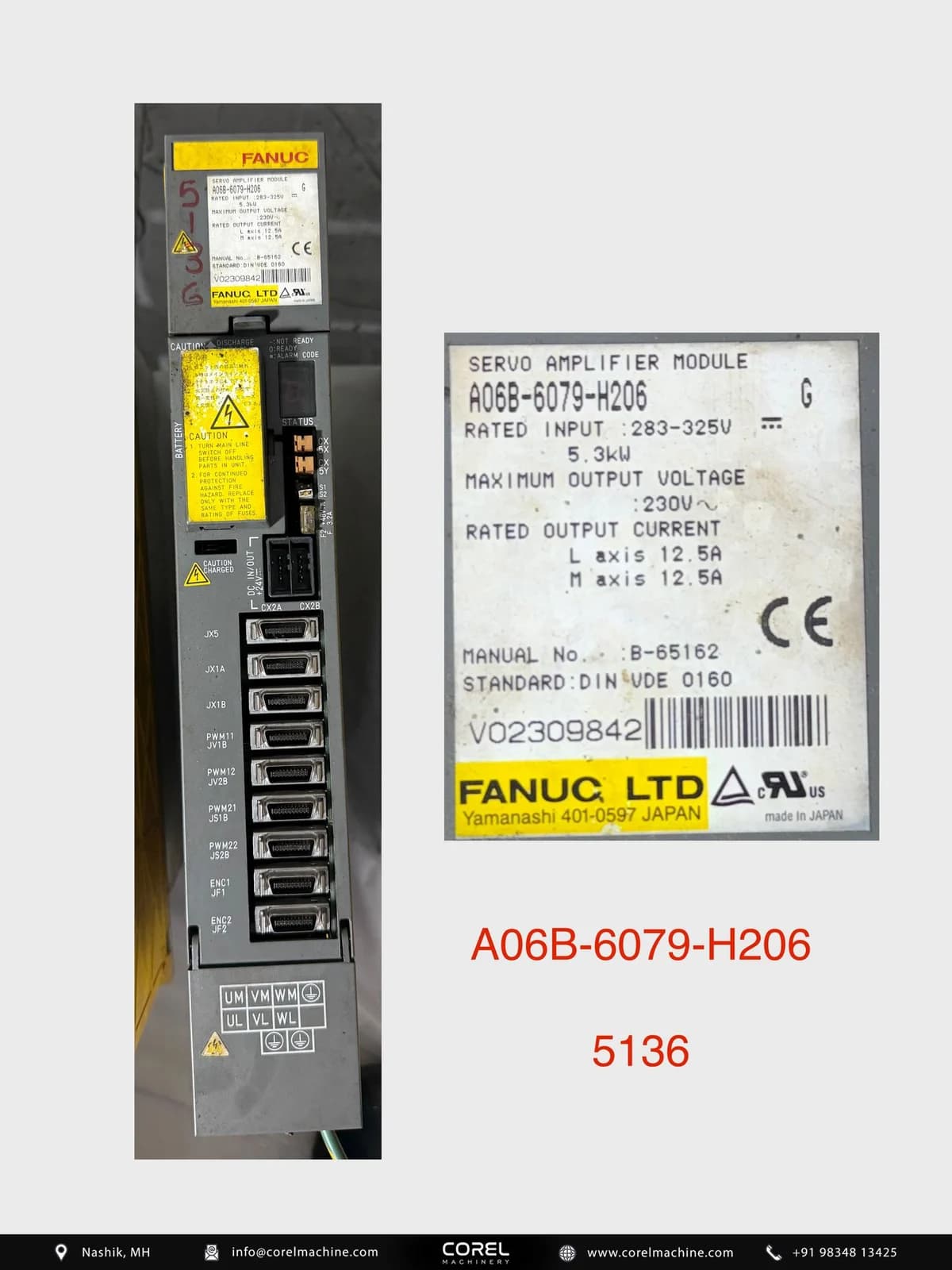 Used FANUC A06B-6079-H206 — Spares
