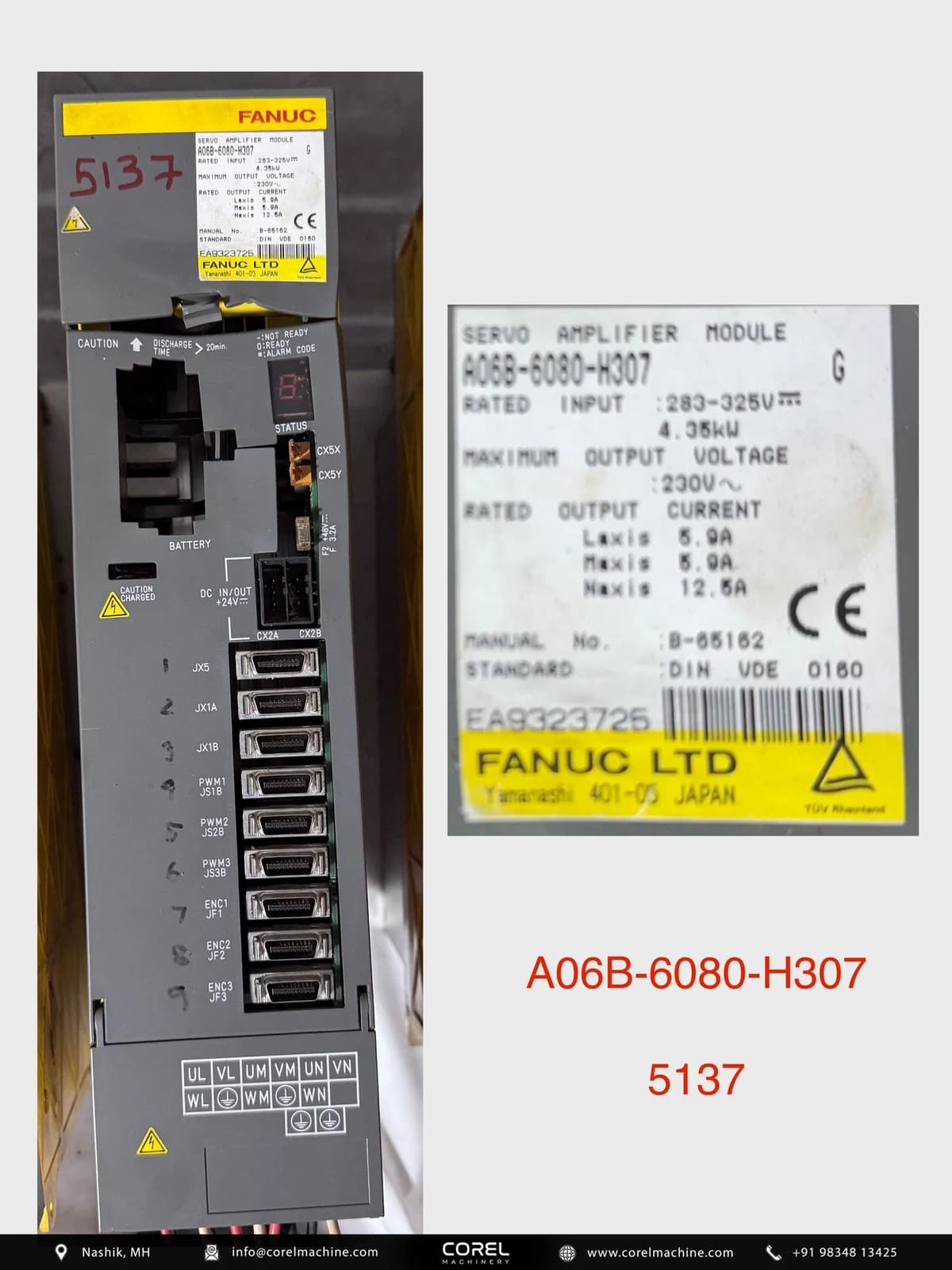 Used FANUC A06B-6080-H307 — Spares