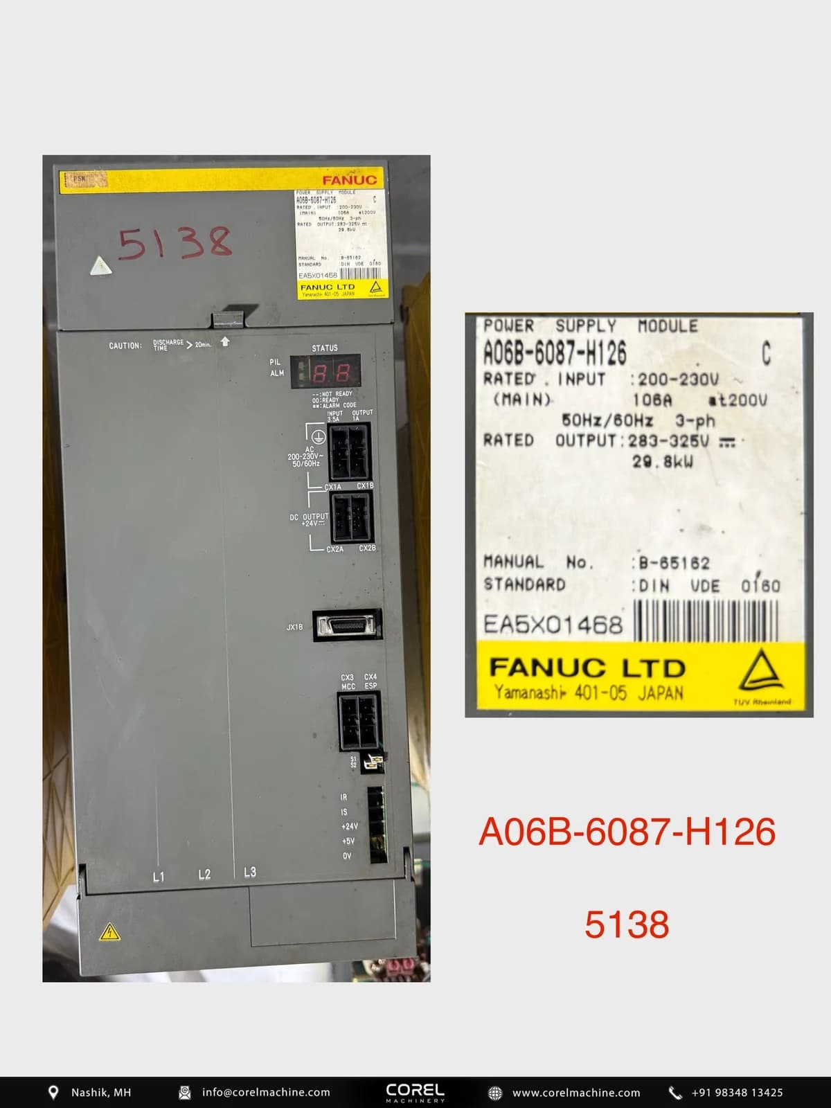 Used FANUC A06B-6087-H126 — Spares