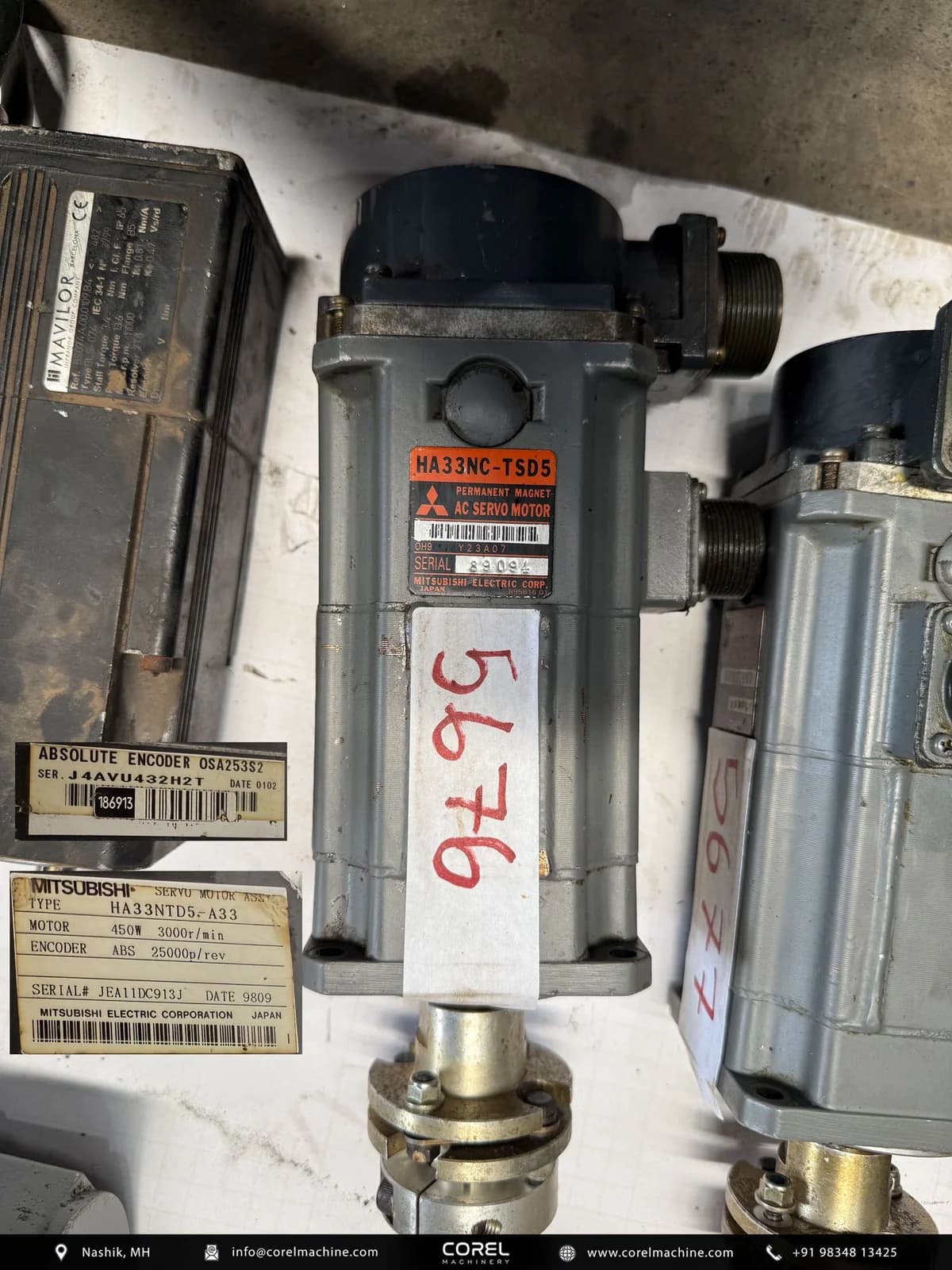 Used MITSUBISHI HA33NC-TSD5 AC SERVO MOTOR — Motors