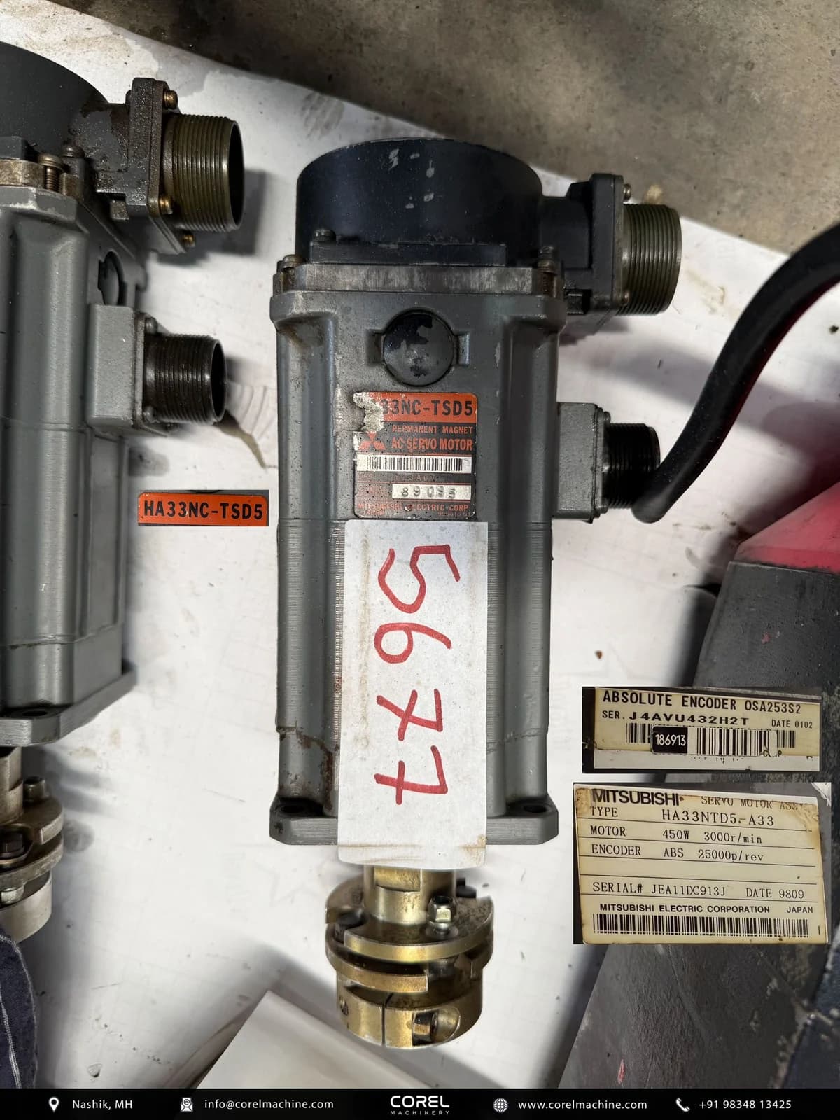Used MITSUBISHI HA33NC-TSD5 AC SERVO MOTOR — Motors
