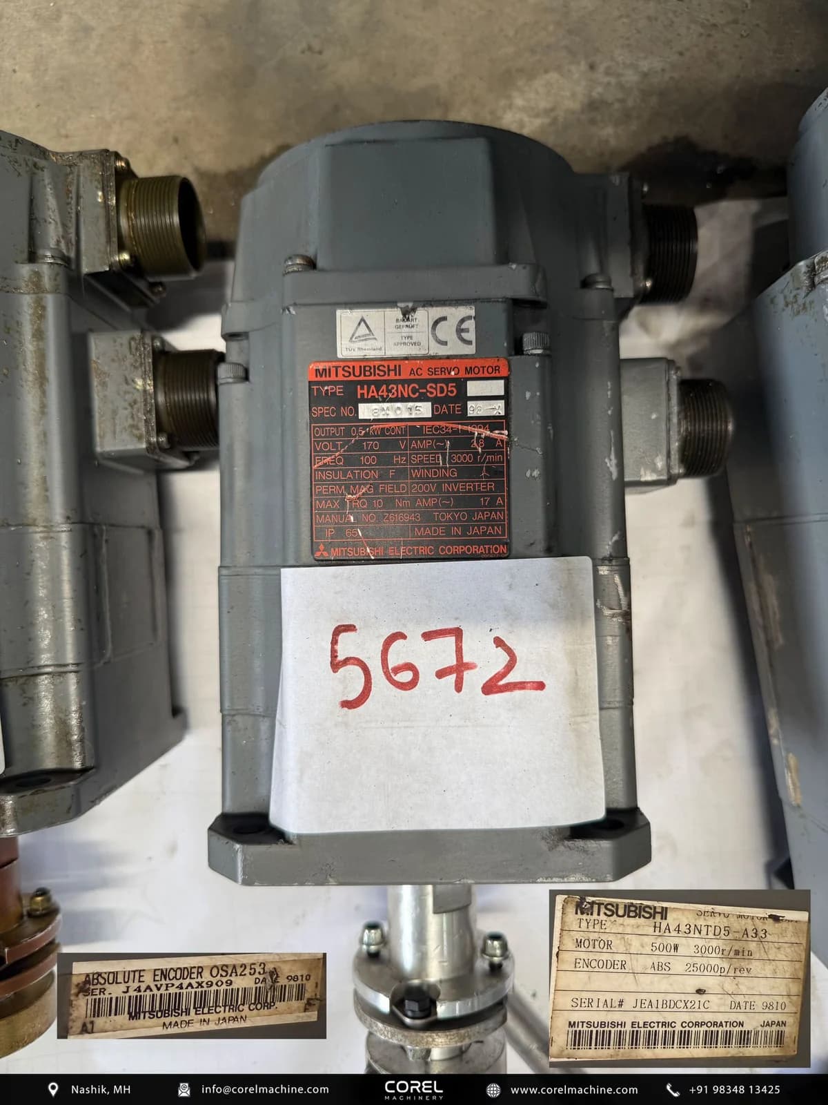 Used MITSUBISHI HA43NC-SD5 AC SERVO MOTOR — Motors