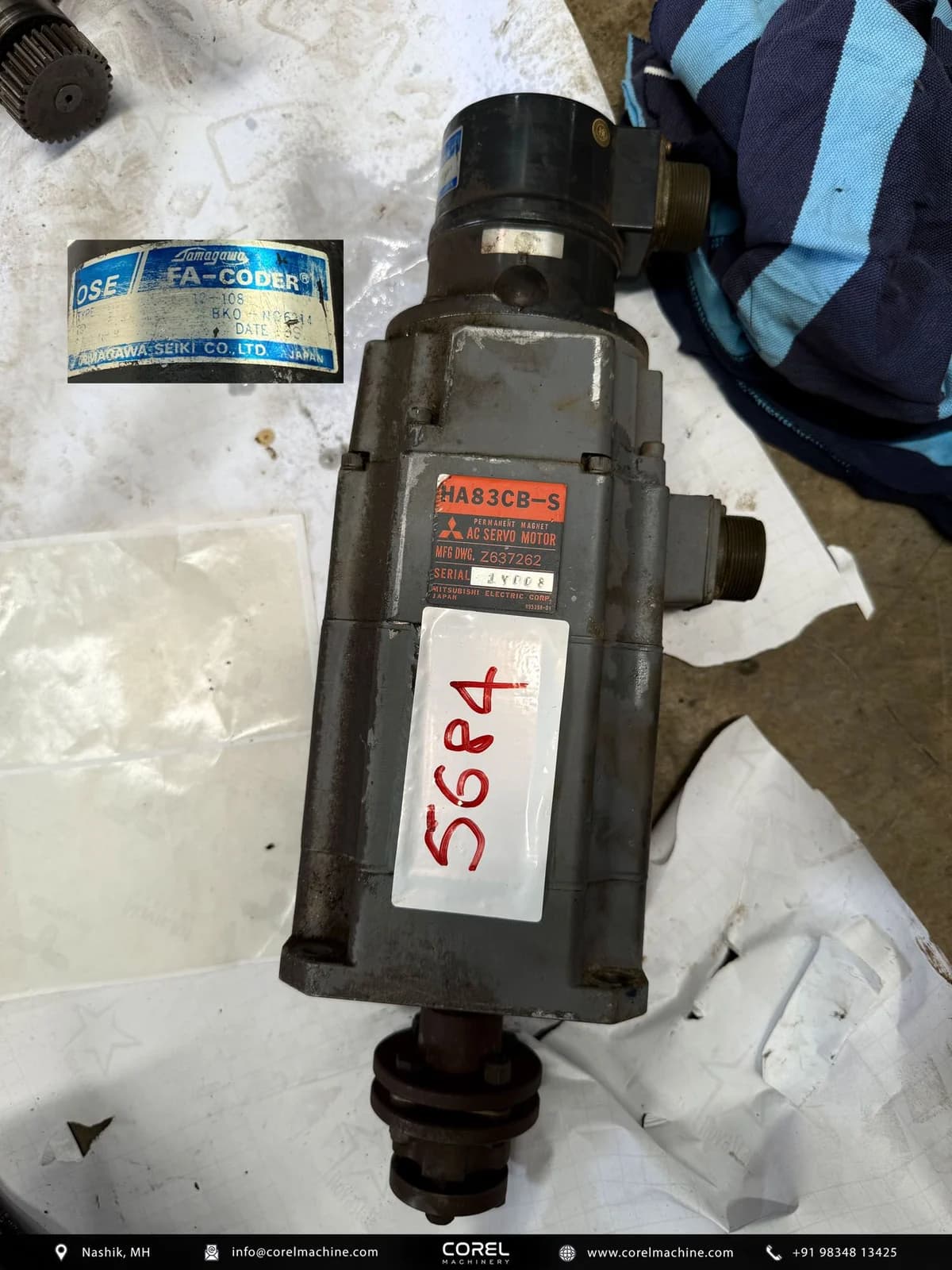 Used MITSUBISHI HA83CB-S AC SERVO MOTOR — Motors