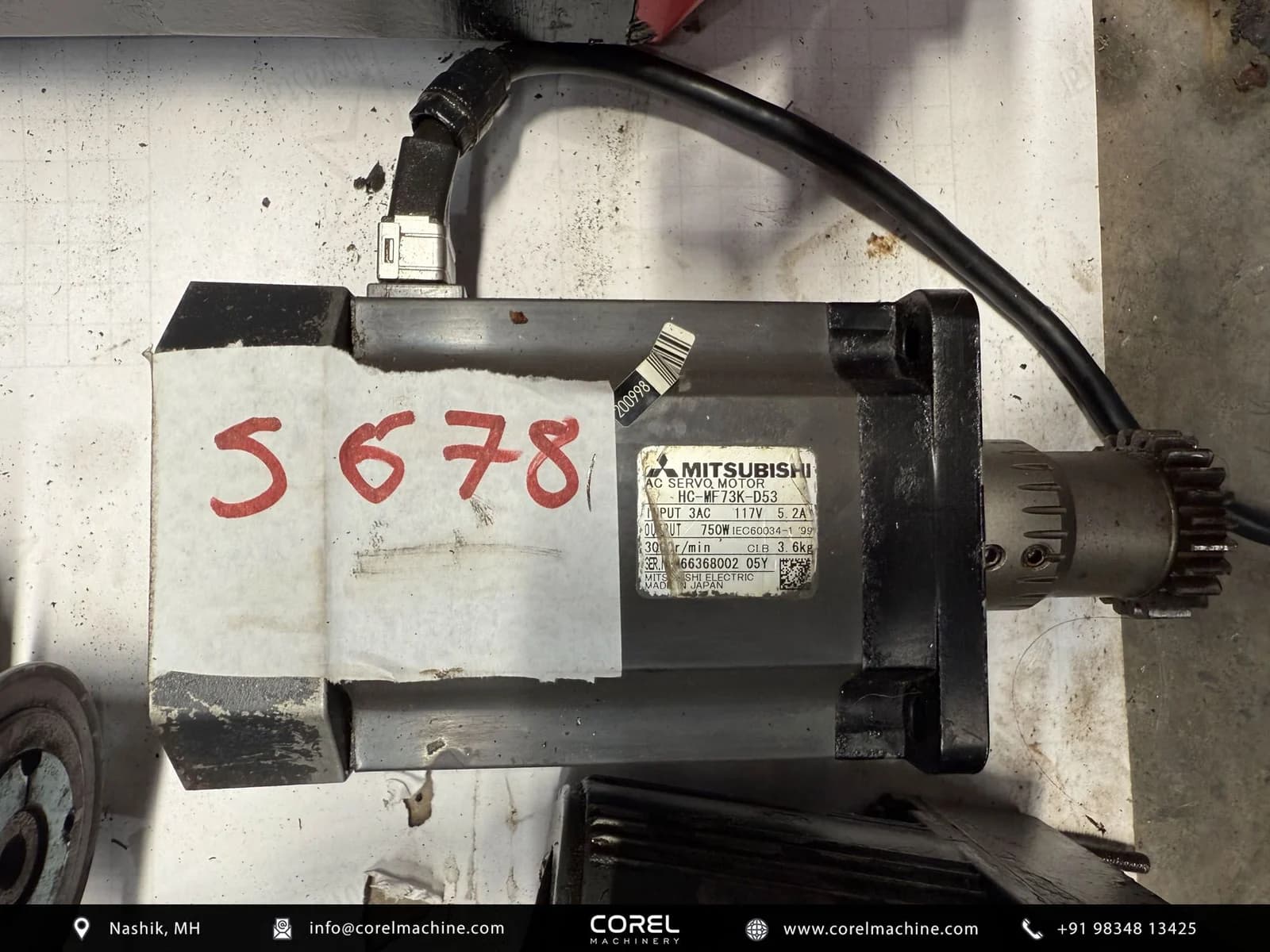 Used MITSUBISHI HC-MF73K-D53 AC SERVO MOTOR — Motors