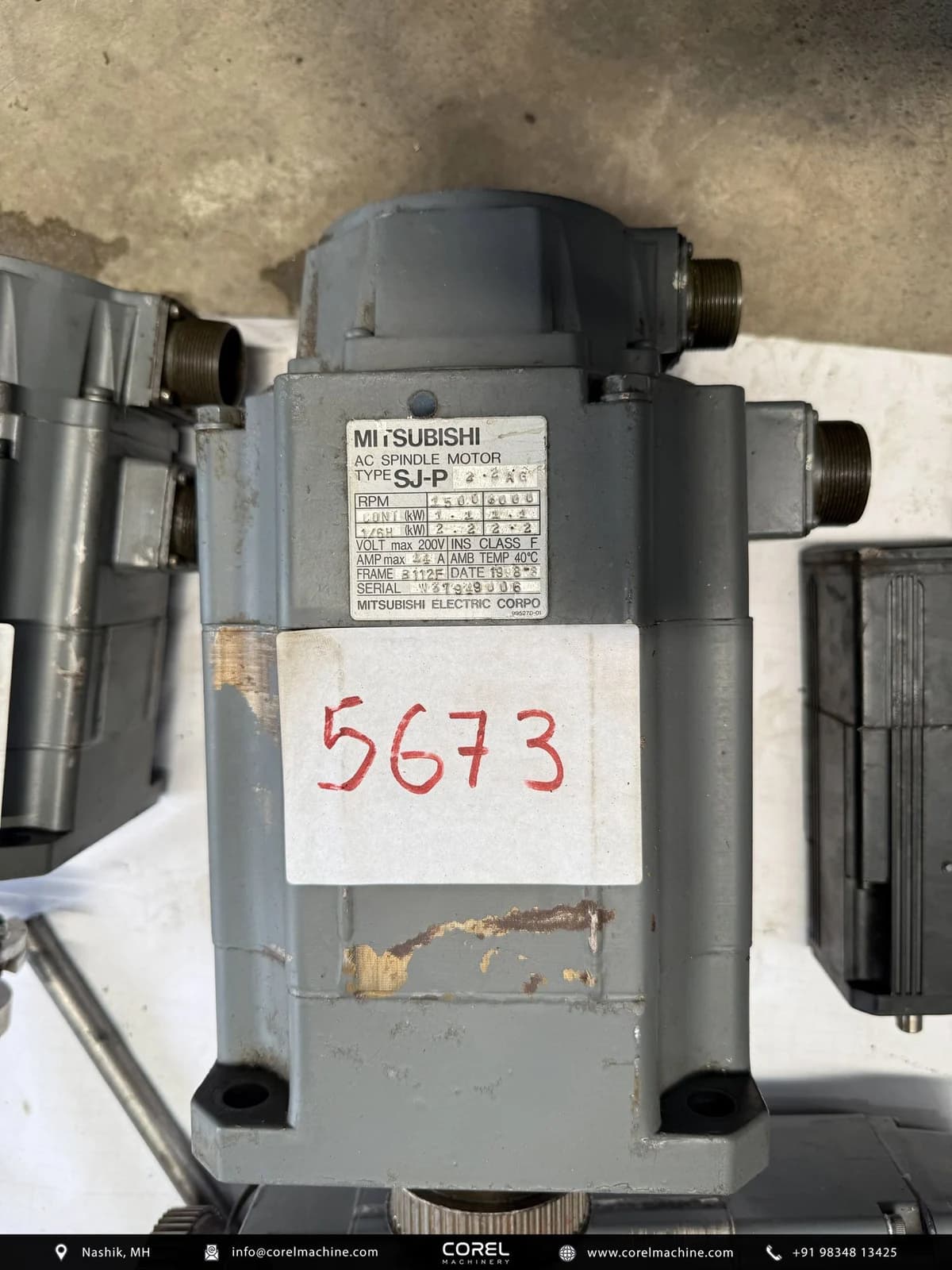 Used MITSUBISHI SJ-P 2.2AG AC SERVO MOTOR — Motors